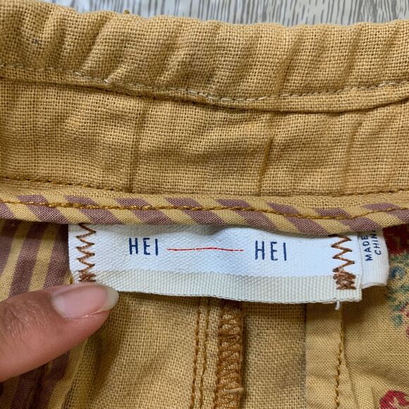 Hei Hei Shorts Women 6 Curry Linen Blend Pleated Pocket Drawstring Anthropologie - Picture 5 of 11
